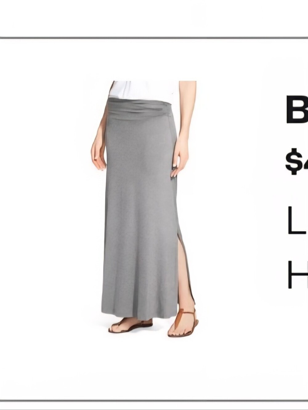 Women's Bobeau Gray Maxi Side-Slit Skirt L t